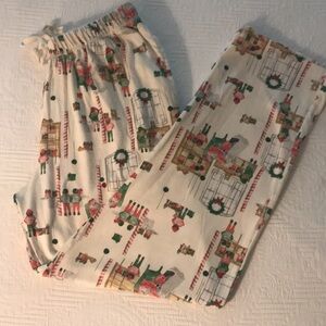 Burt's Bees Baby Printed Cotton Santa Christmas Pajama Bottoms L